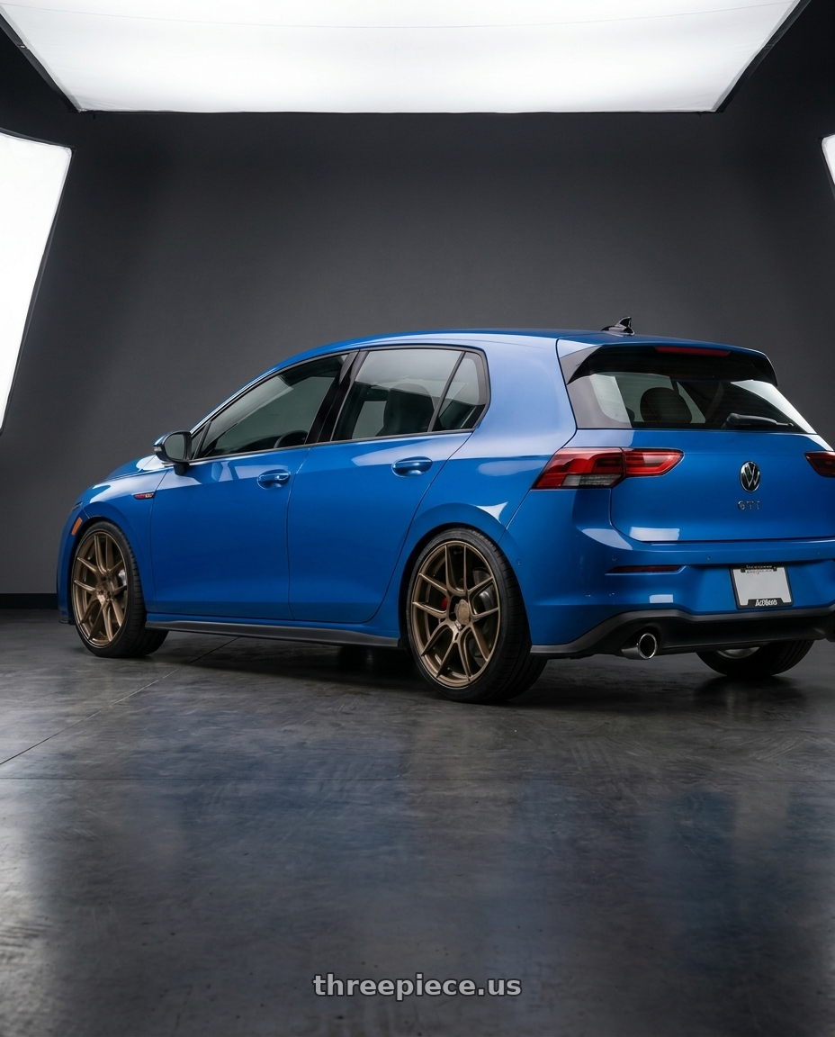 2021 volkswagon gti se with Aodhan AH-11 5x112 18x8.5+35 Hyper Black wheels rear three quarter view square tires