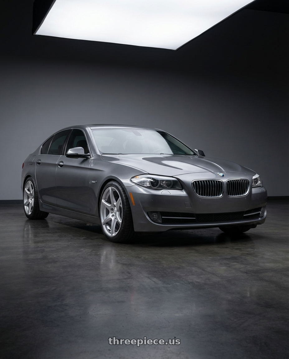 2016 BMW 5 Series F10 with Kansei K11S Tandem 5X120 19x9.5 22 Hyper Silver wheels