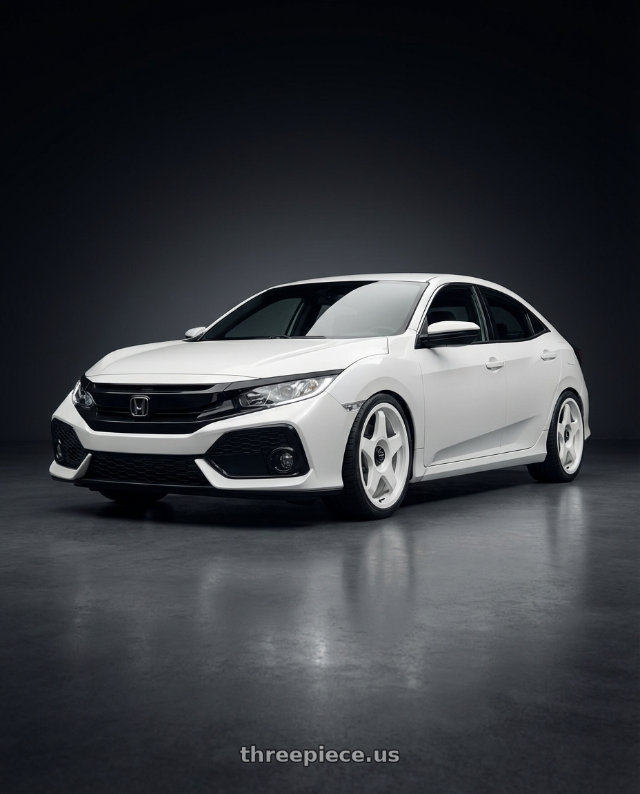 2019 Honda Civic with fifteen52 CHICANE 5x114.3 / 5x100 18x8.5 +35 RALLY WHITE (GLOSS WHITE) wheels