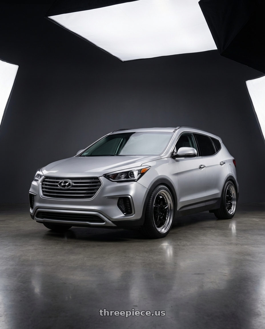 2018 Hyundai Santa Fe se with Work Meister S1 3P 5x100 18x8+60 A Disk Black wheels