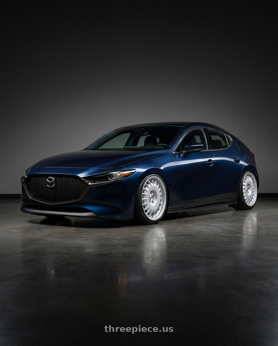 2019 Mazda3 bp with Rotiform RC205 PMF 5X112 19x8.5 +45 GLOSS SILVER wheels