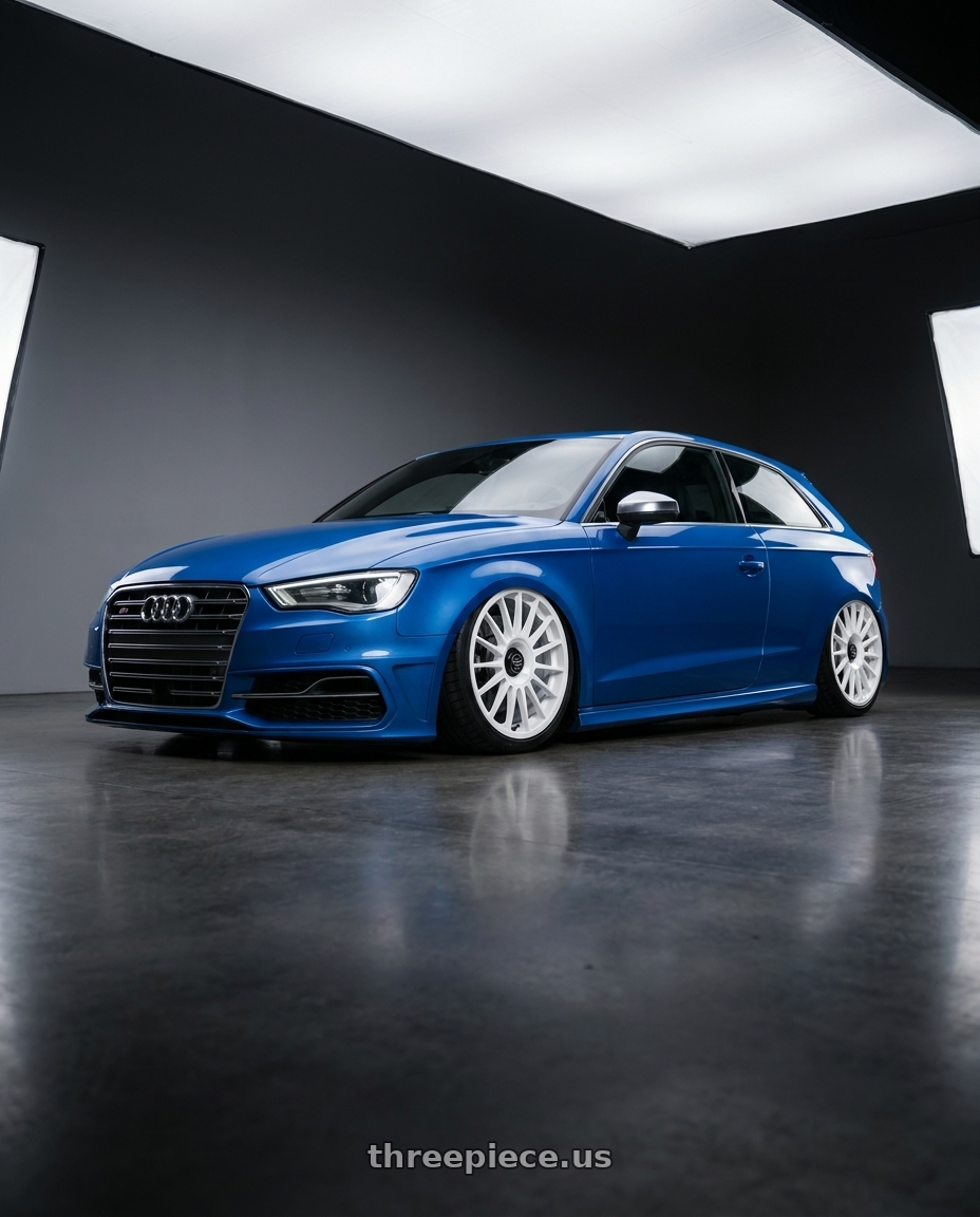 2019 Audi S3 8V with fifteen52 PODIUM 5x112 / 5x120 18x8.5 +35 RALLY WHITE (GLOSS WHITE) wheels