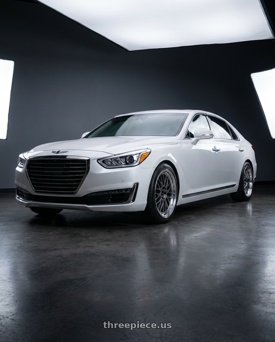 2018 genesis g90 ultimate with Vors VR8 5x114.3 20x9.5  +35 Hyper Black Machine Lip Chrome Rivet wheels