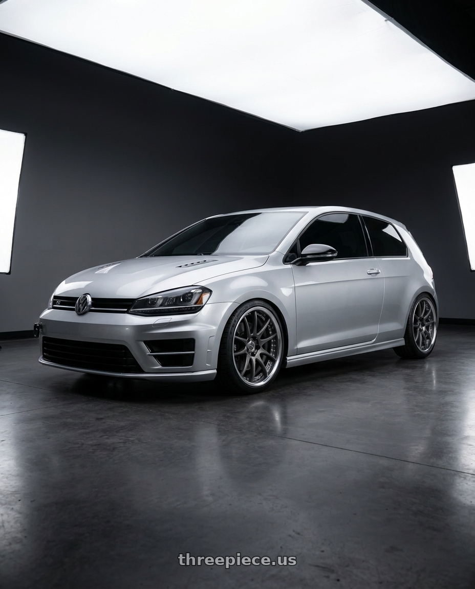 2015 VW GTI with Work Emotion Cr 3P 5x112 19x9+40 R Disk Matte Gunmetal wheels