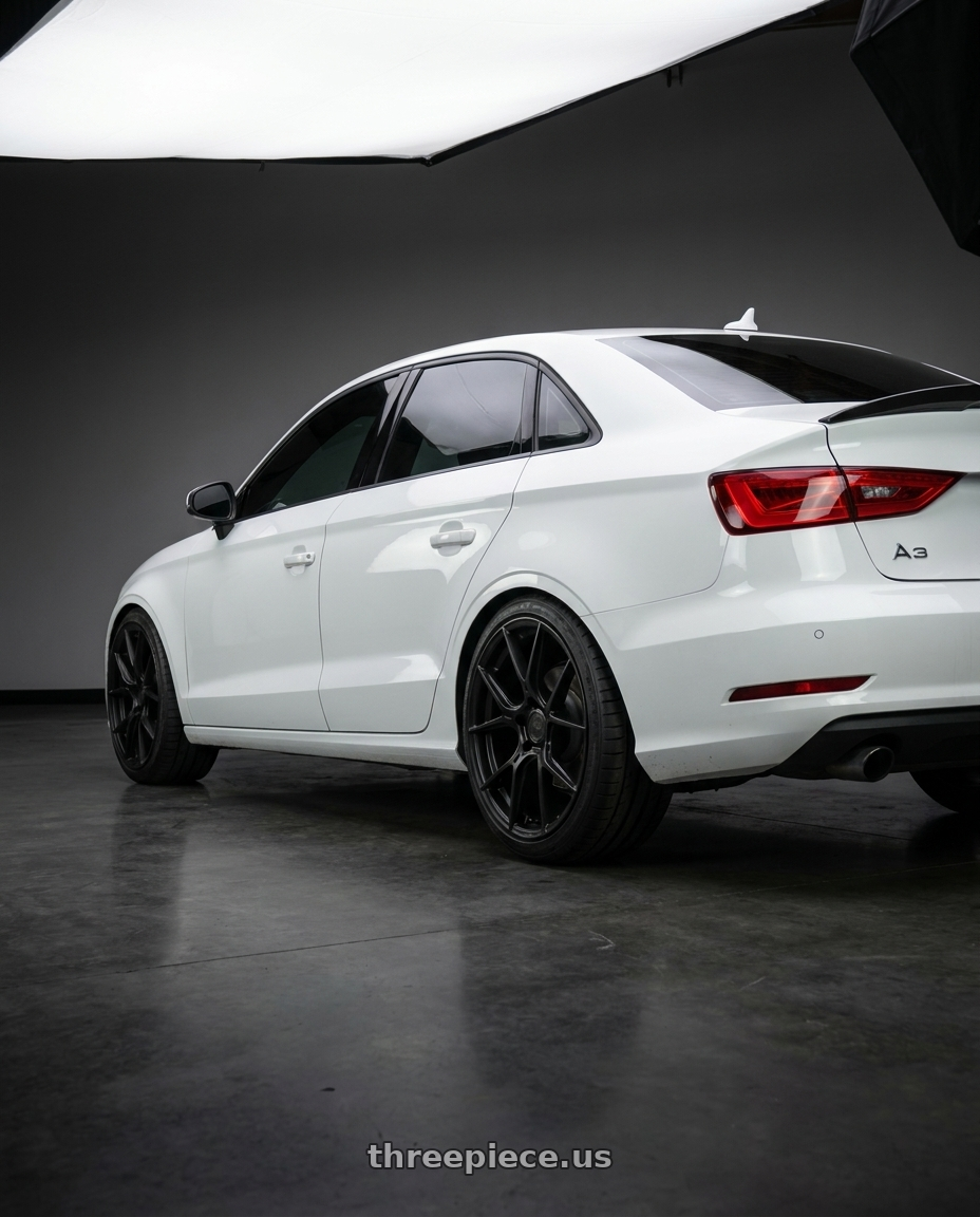 2015 a3 Quattro  with Aodhan AH-11 5x112 18x8.5+35 Matte Black wheels rear three quarter view square tires