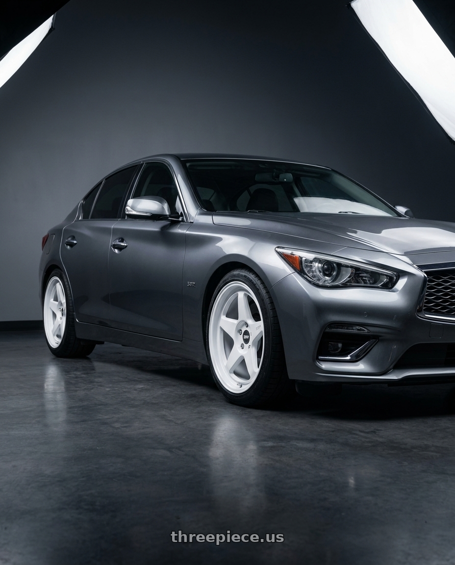 2022 Infiniti Q50 with ESR Wheels CR5 5x112 18x10.5 +30 Gloss White wheels
