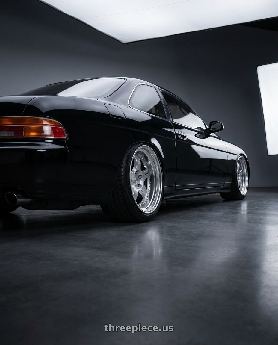 1992 lexus sc400 with Work Meister M1 3p 5x114.3 18x9+38 O Disk Silver wheels rear three quarter view slight stretch tires