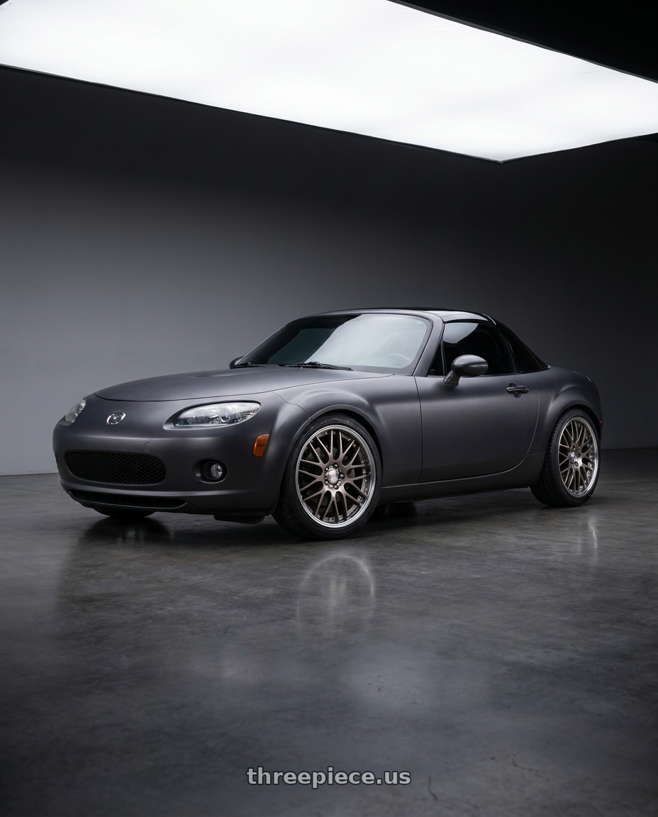 2007 Mazda Miata MX-5 with Work Lanvec Lm1 5x114.3 18x8+45 A Disk Trans Gray Polish wheels