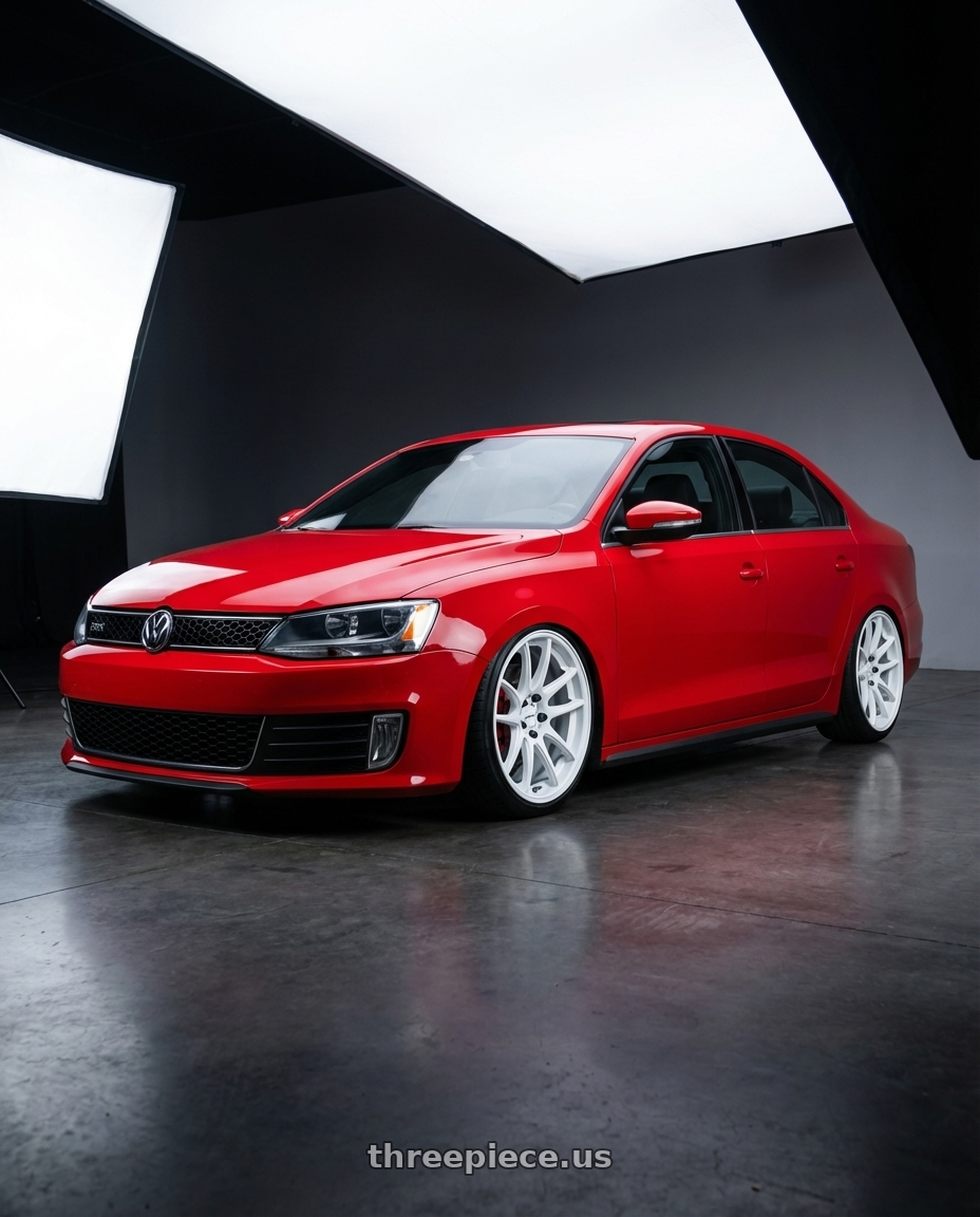 2012 Volkswagen Jetta, GLI, tornado red with Work Cr 2P 5x112 18x8.5 +0 Gloss White wheels