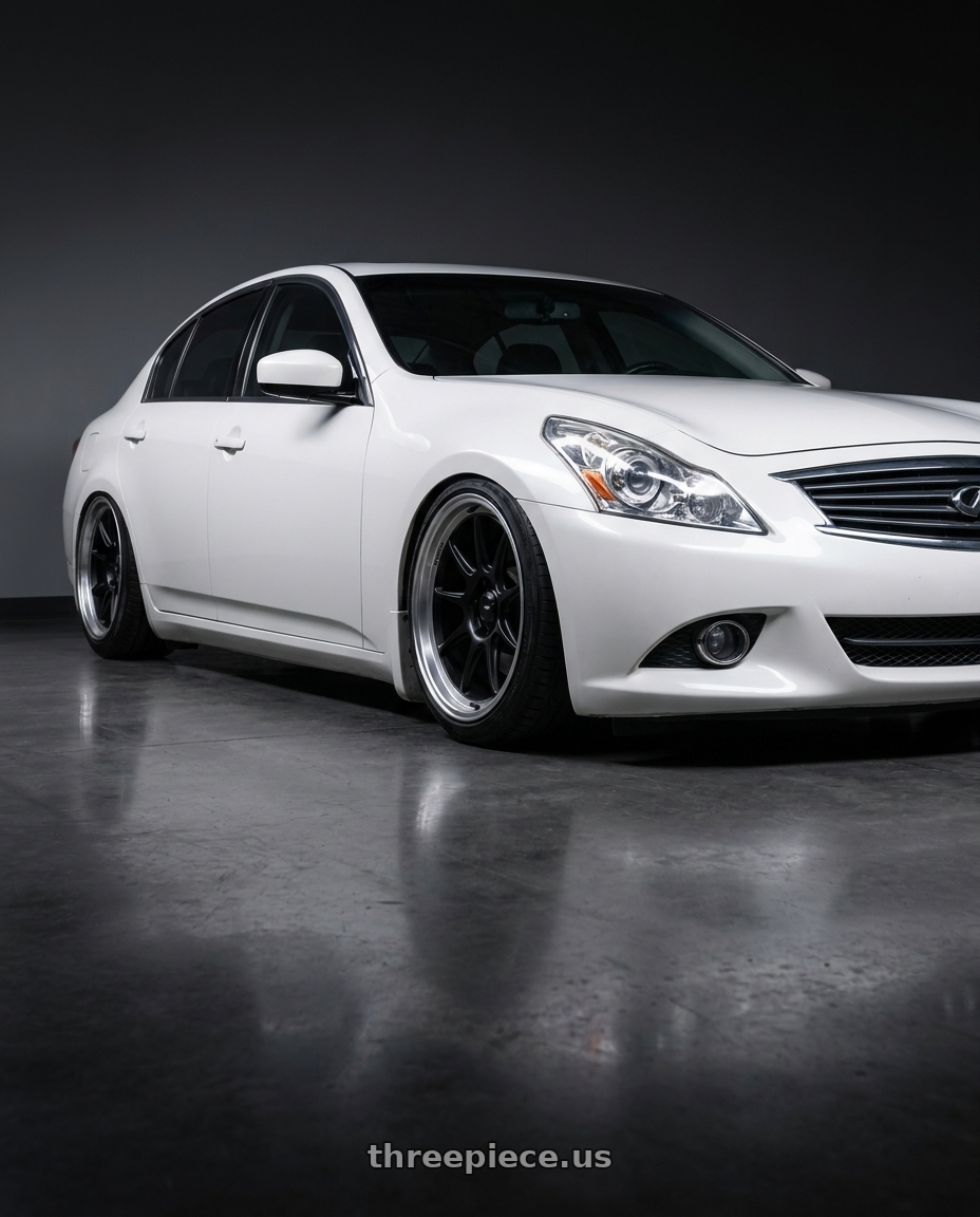 2012 Infiniti G37 with Konig Countergram 5x114.3 19x11+18 Matte Black / Matte Machined Lip wheels