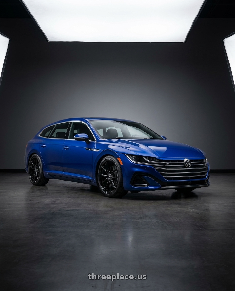2022 Vw Arteon Shooting Brake Lapiz Blue with MRR FS1 5x112 18x8.5  +25 Gloss Black wheels