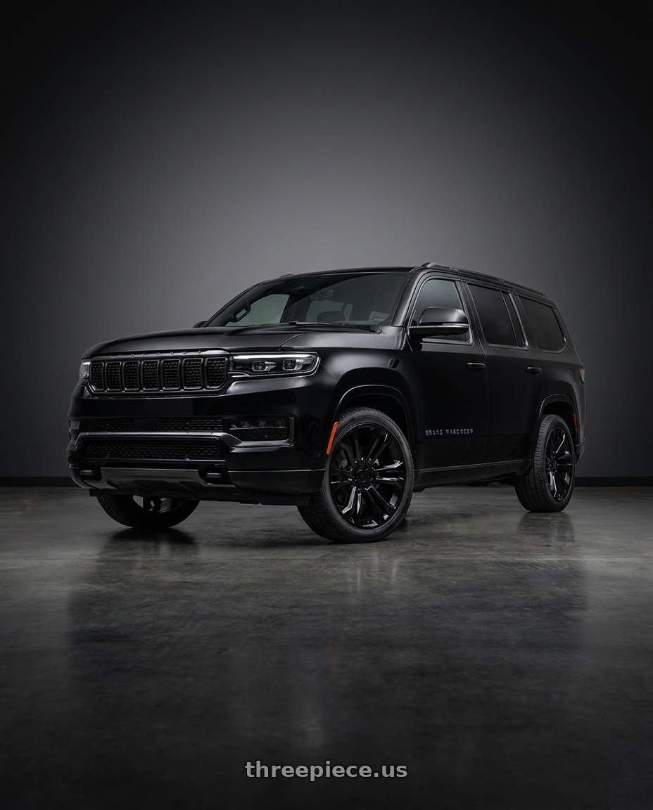 2025 Jeep Grand Wagoneer with O.E. Revolution 158 6x139.7 24x10 +24 Gloss Black wheels