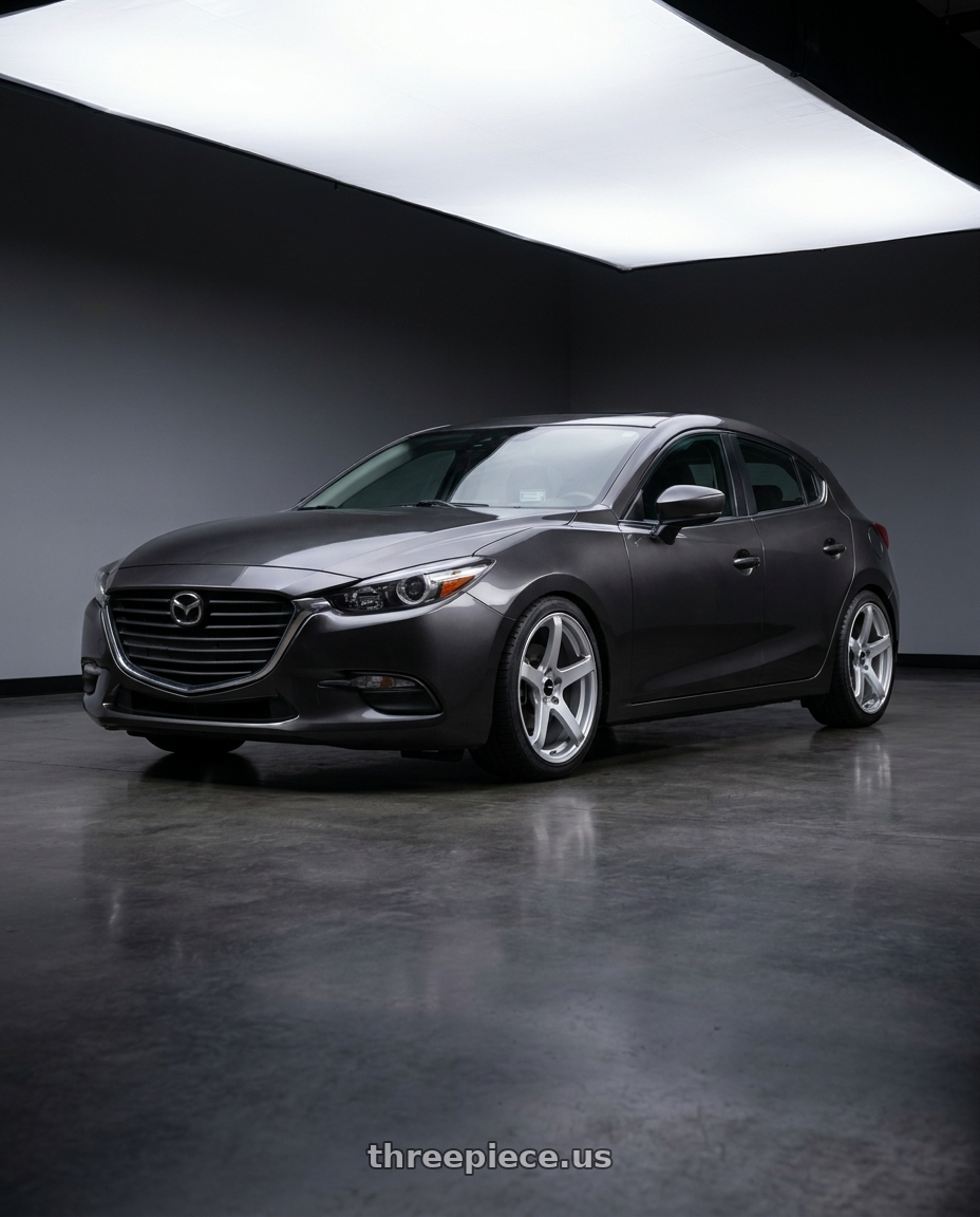 2017 Mazda Mazda3 Grand Touring with Enkei Kojin 5x114.3 18x8+40 Matte Silver wheels