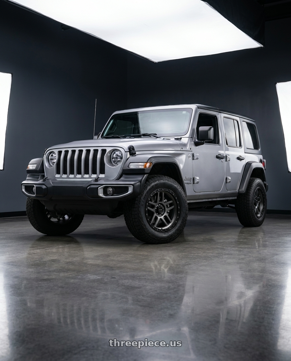 2021 Jeep Wrangler Sport with KMC KM544 MESA 5X127 17X8.5 +0 SATIN BLACK WITH GRAY TINT wheels
