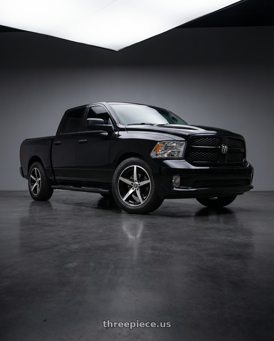 2017 Dodge Ram 1500 Black with WHITE DIAMOND W244 4x100/4x114.3 17x7.5+35 BLACK / MACHINED wheels