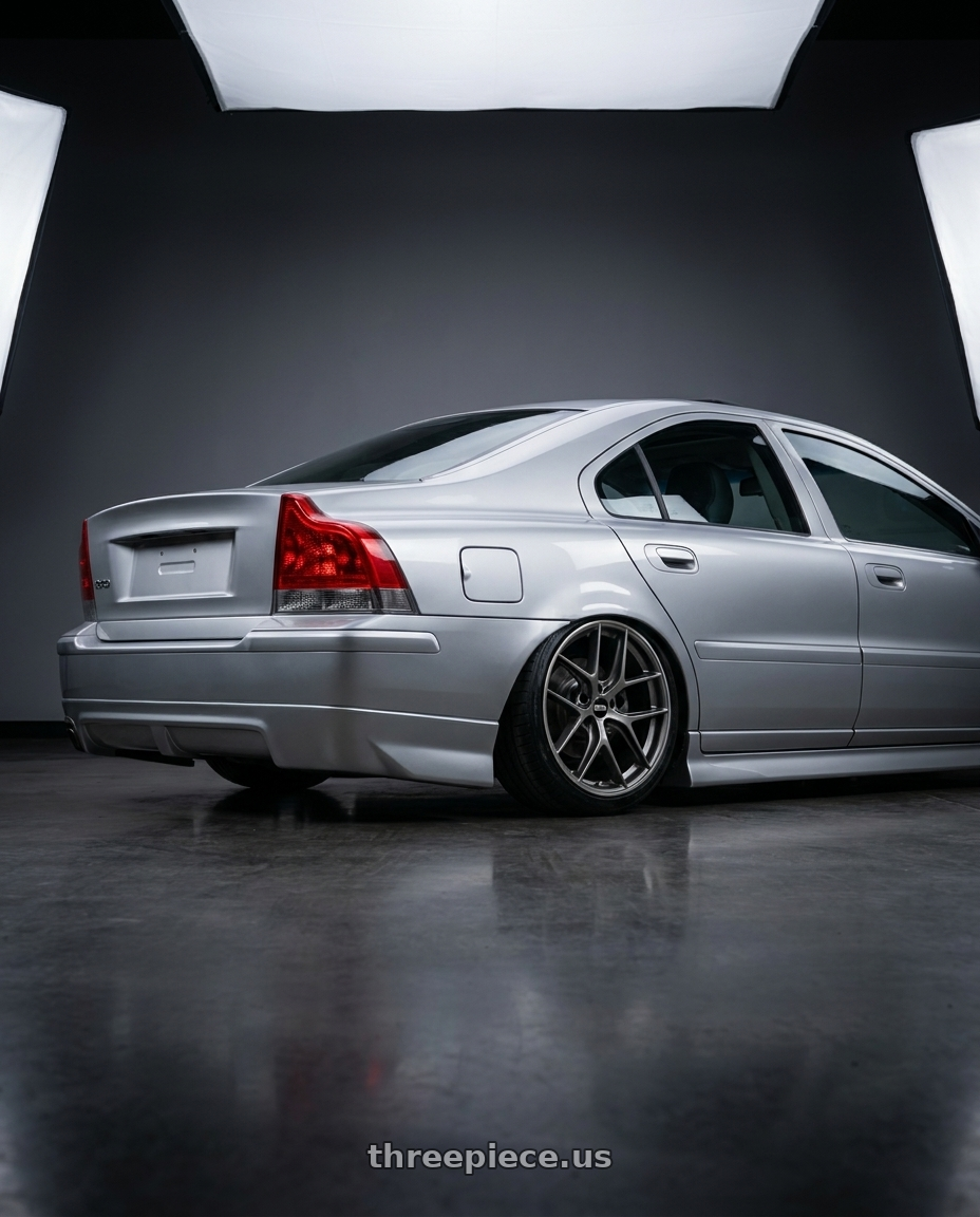 2002 Volvo S60 24T with BBS CC-R 5x112 19x8.0+27 Satin Platinum wheels rear three quarter view slight stretch tires