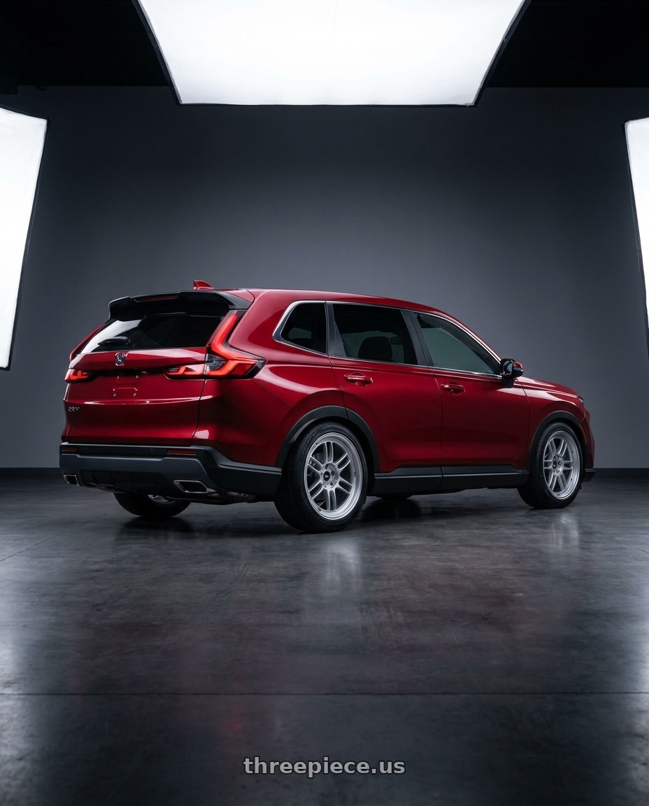 2026 Honda Crv with Enkei RPF1 5x114.3 18x8.5+40 Silver wheels rear three quarter view square tires