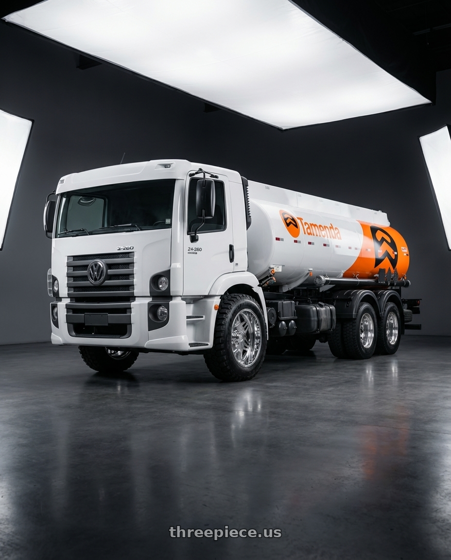 Vw 24-260 Tanque Isolado Truck 6x2 Branco 2023 - adersivado with American Truxx Forged Orion ATF1908 8x170 22x12-44 Polished wheels