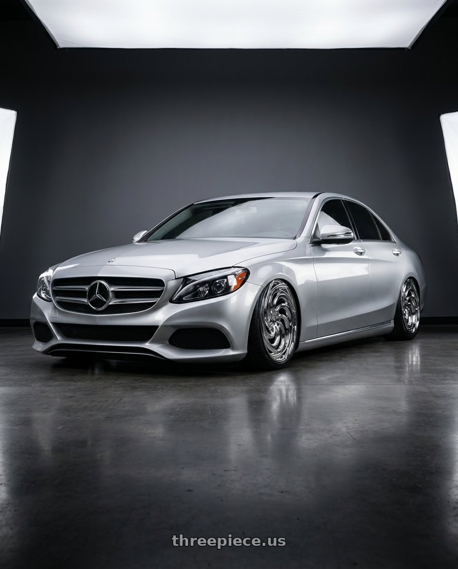 2018 Mercedes-Benz C180 with Azara AZA-519 5x108/5x114.3 22x8.5 +38 Chrome wheels