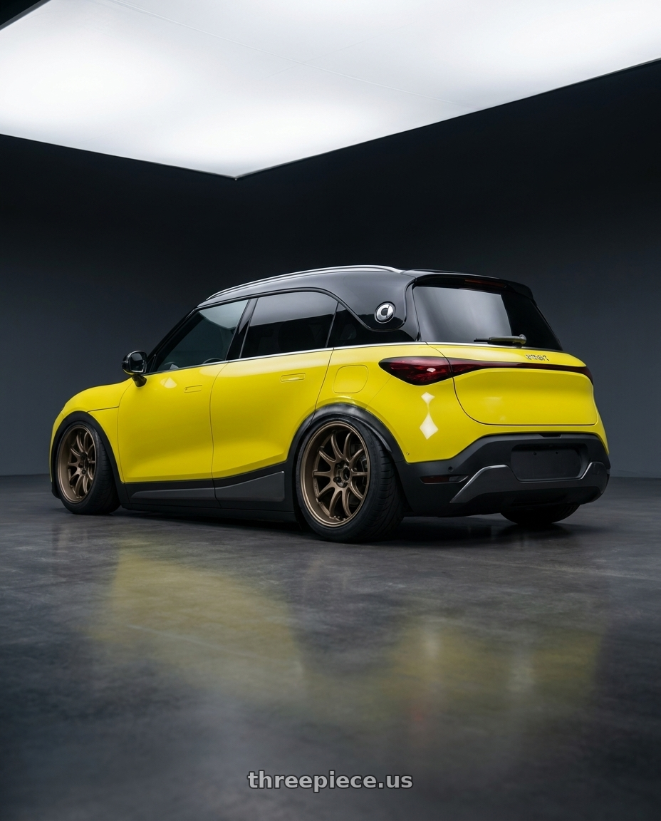 2024 smart #1 with Work Emotion D9r 5x100 18x9.5 +30 Matte Bronze wheels rear three quarter view meaty tires