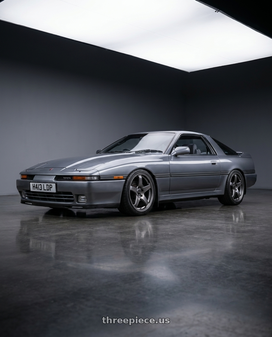1991 toyota supra with Enkei PF05 5x114.3 17x8+35 Dark Silver wheels