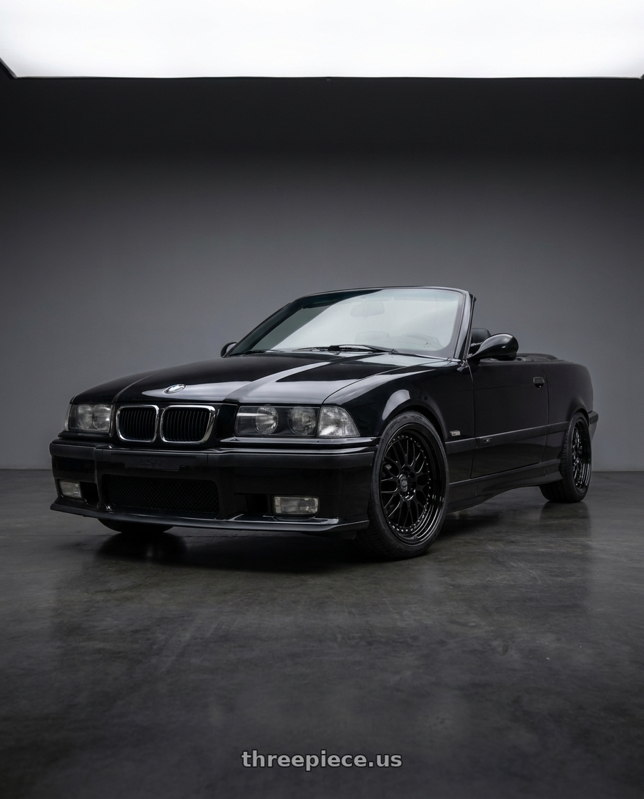 1998 BMW M3 convertible black with ESR Wheels SR SERIES SR01 5x120 17x8.5 +30 Gloss Black wheels