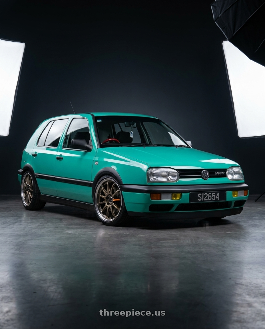 Volkswagen golf 3 vr6 1993 with Work Emotion Zr10 5x100 17x7 +38 Titanium Diamond Lip Cut wheels