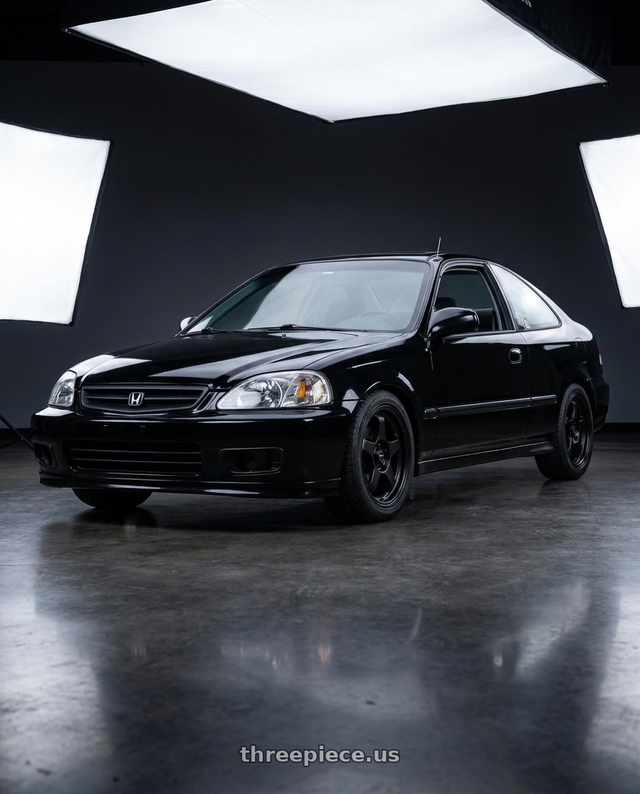 1999 HONDA CIVIC DX with Vors SP1 4x100/4x114.3 16x7  +38 All Matte Black wheels