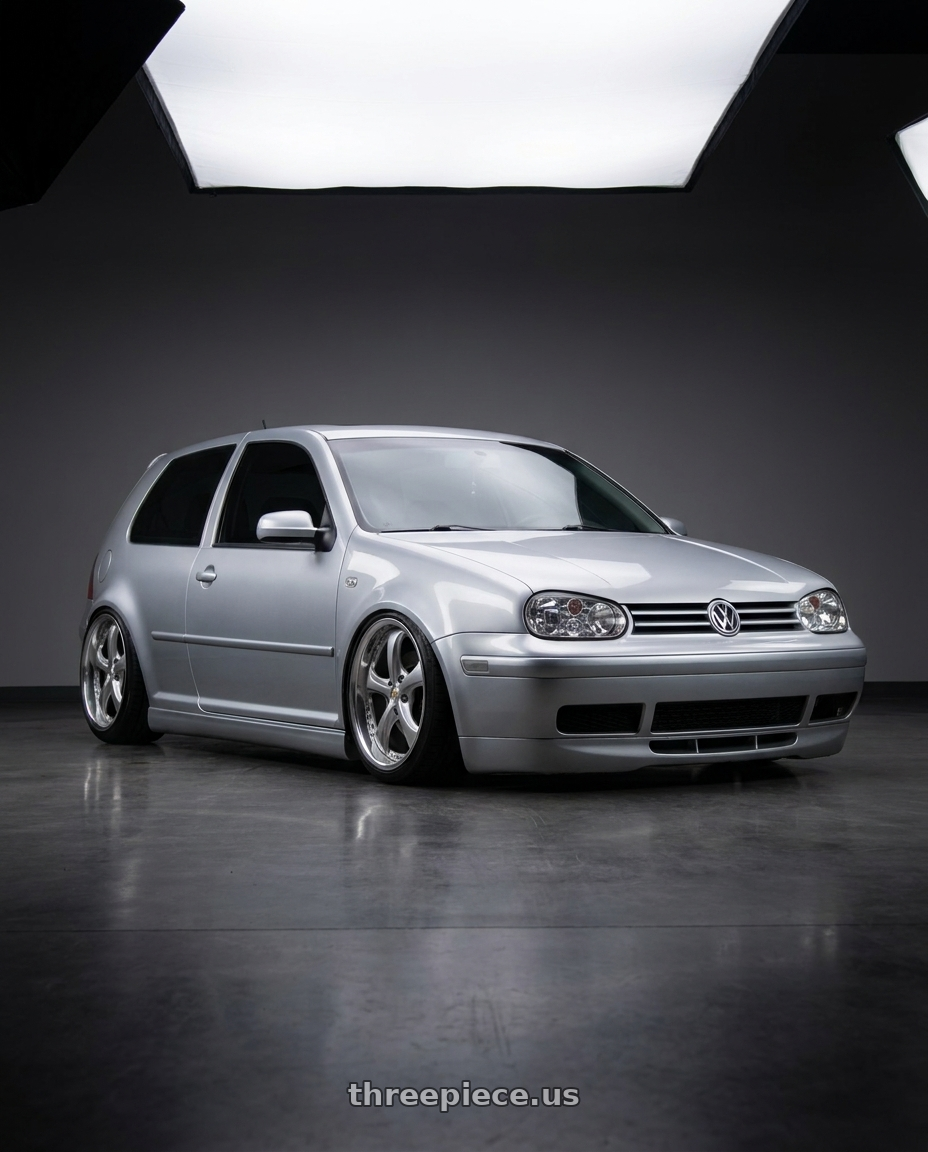 2002 VW GTI with Work Wheels VS-KF 5x100 18x8.5+34 Light Grey Silver A Disk FULL REVERSE wheels