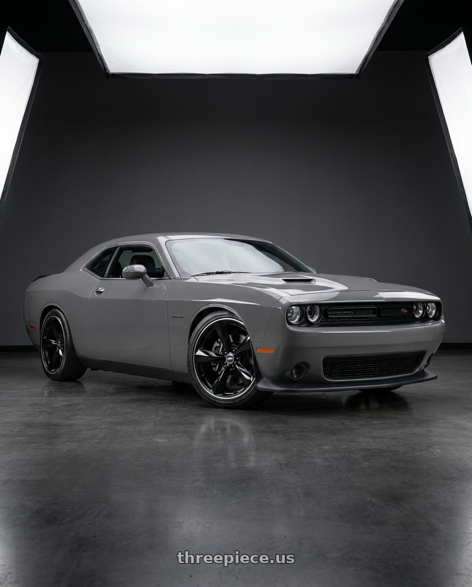 2021 Dodge Challenger R T with American Racing TTF 5X115 20X9.5 +15 GLOSS BLACK W/ DDT LIP wheels