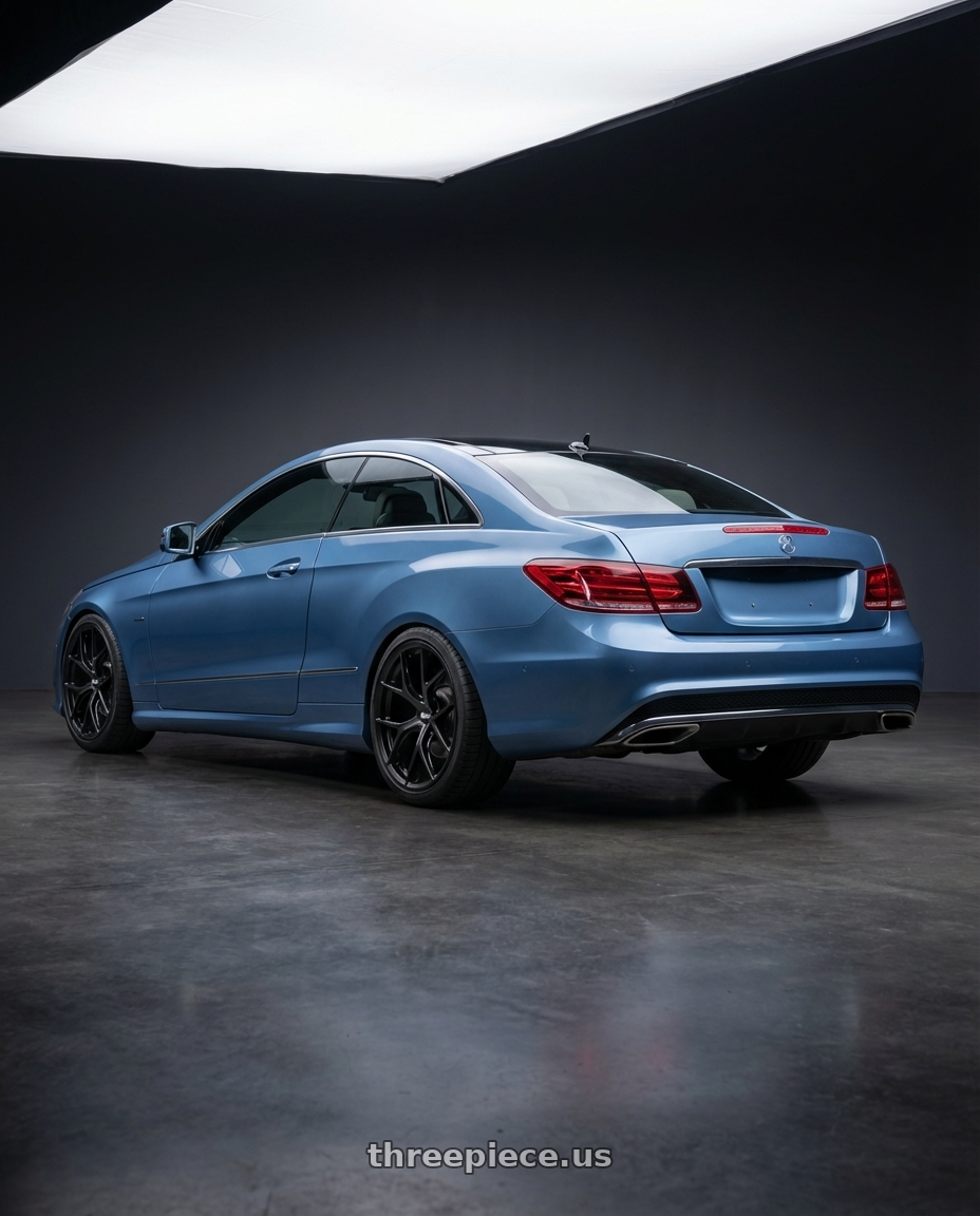 2014 Mercedes-Benz E-Class Coupe C207 with BBS FI-R Evo 5x112 19x9.5+15 Satin Black wheels rear three quarter view square tires