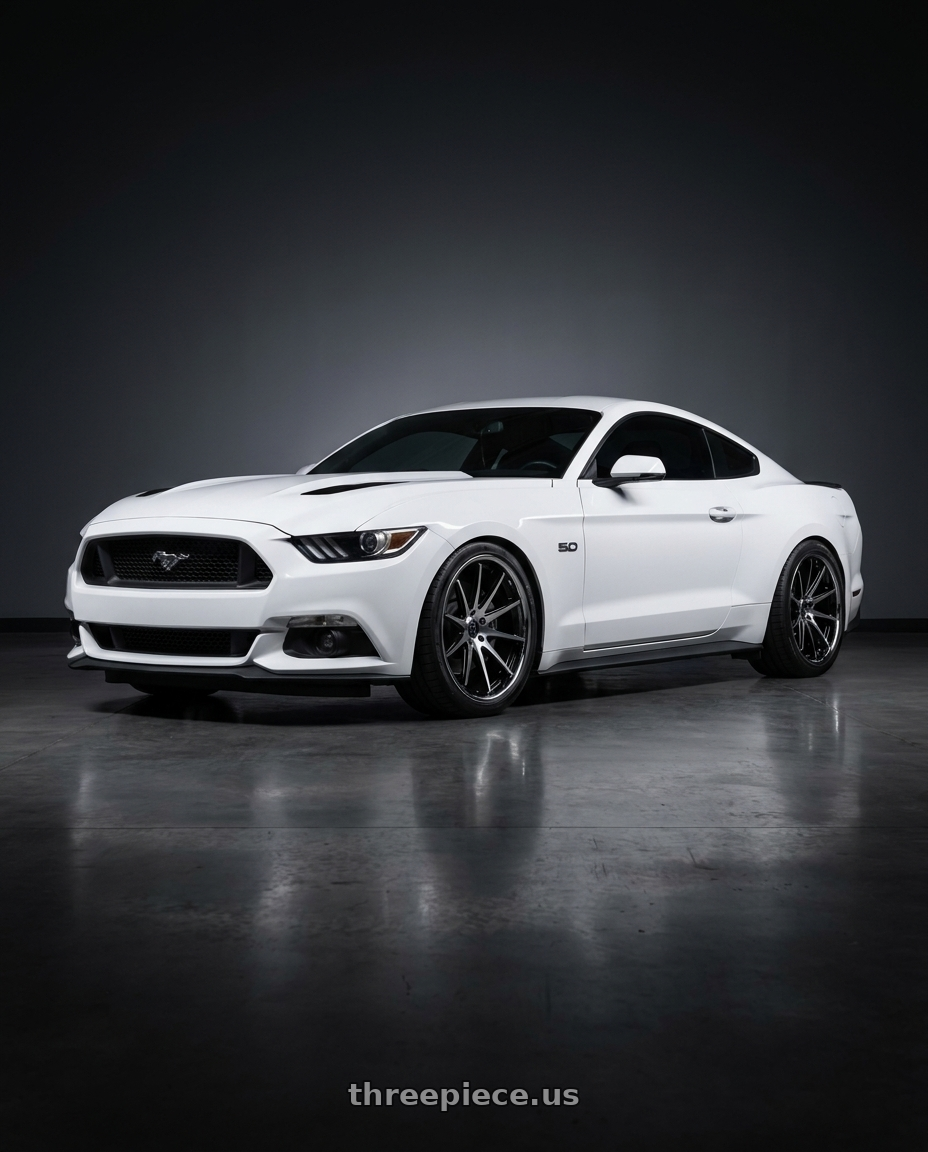 2016 Ford mustang with Rohana RFC10 5x114.3 20x9+25 Machine Black/Chrome Lip wheels