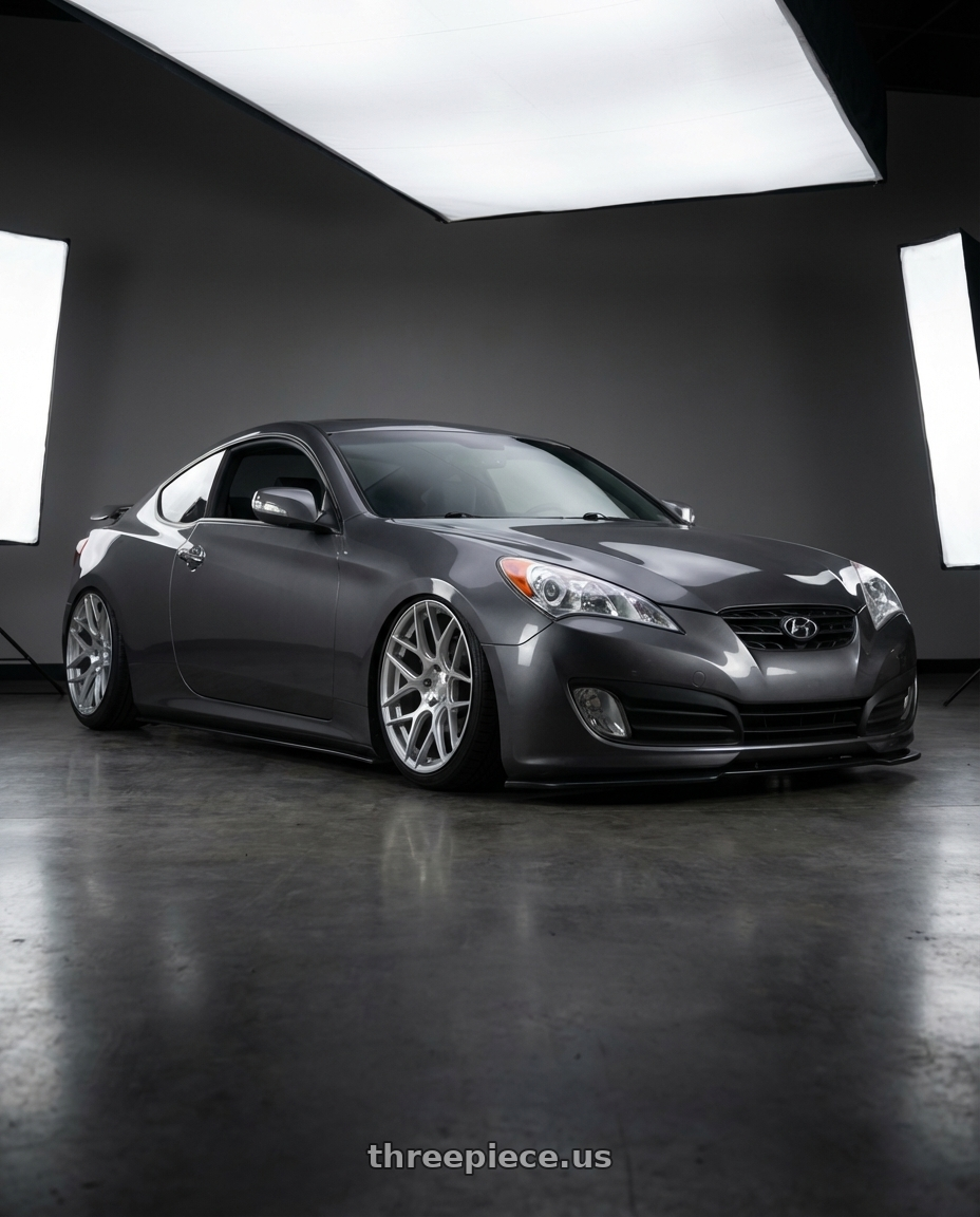 2014 Hyundai Genesis Coupe with Aodhan AFF2 5x114.3 19x8.5+35 Gloss Silver Machined Face wheels