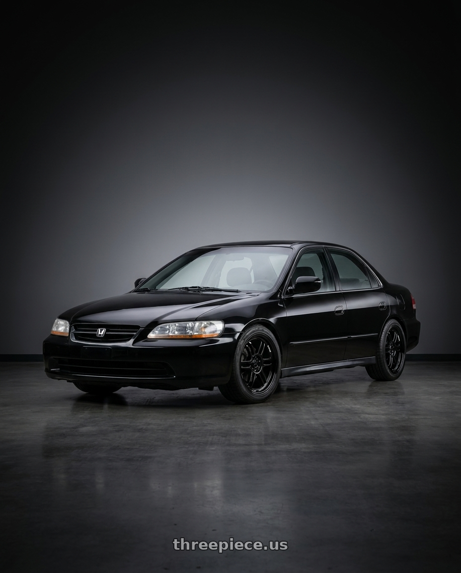 2001 Honda accord lx 4dr with KATANA RACING KR02 4x100/4x114.3 17x7.5 +40 Glossy Black wheels
