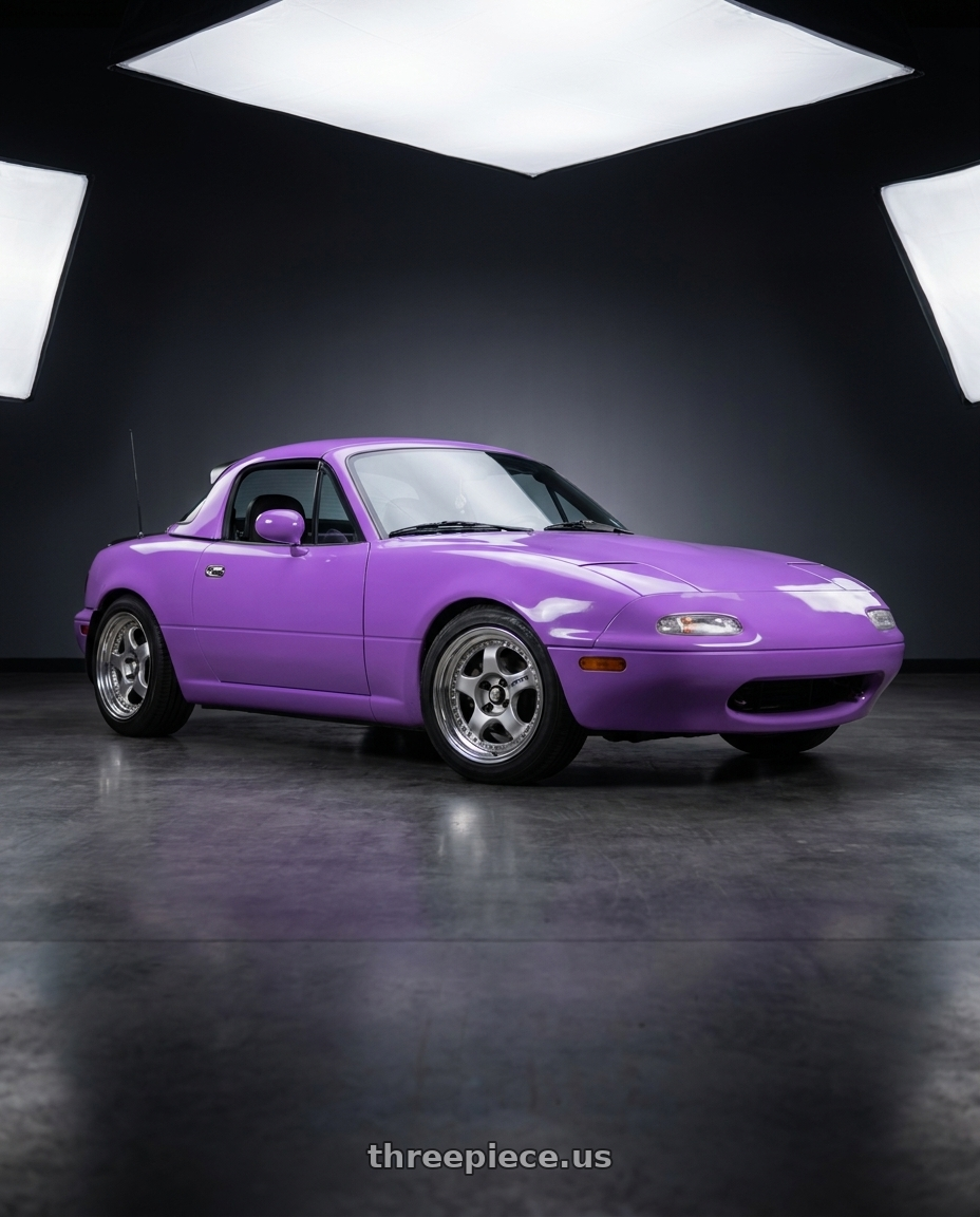 1995 mazda miata with Work Meister S1 2P 4x100 15x8+22 R Disk Silver wheels