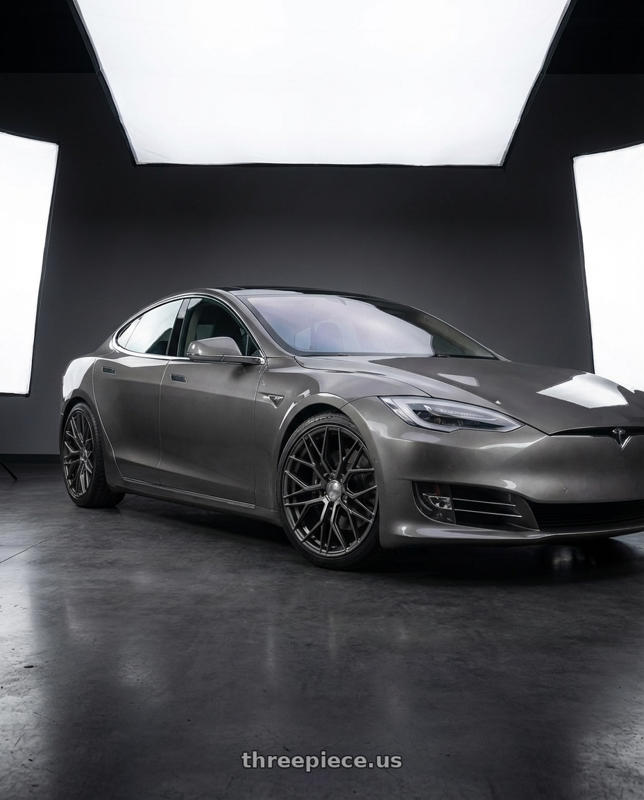 2018 Tesla Model S with Avant Garde Wheels M520R 5X120 21x12 +52 Dark Graphite Metallic wheels