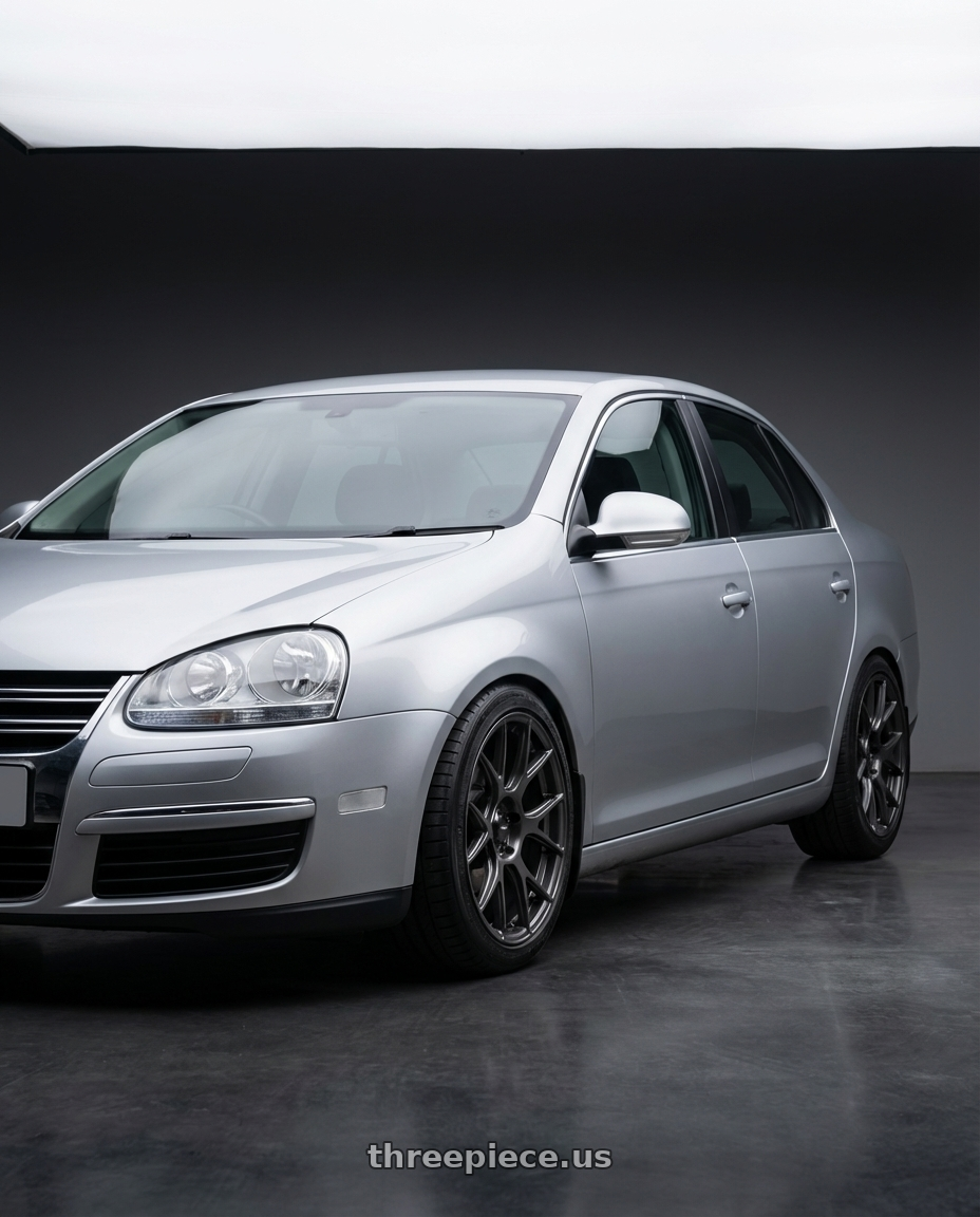 2009 Volkswagen Jetta GLI MK5 with Konig Ampliform 5x112 18x8.5+43 Dark Metallic Graphite wheels