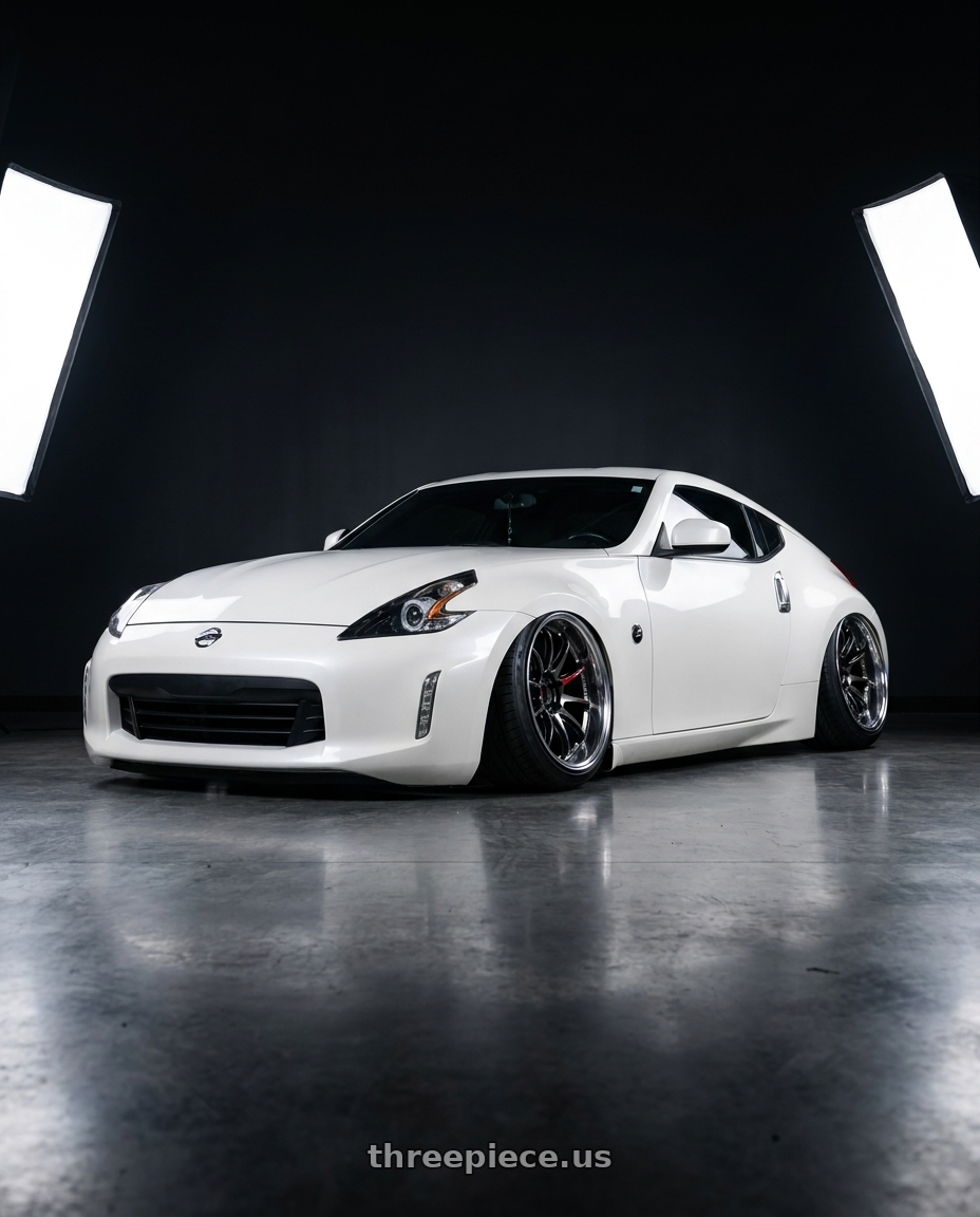 2018 Nissan 370z with Work Emotion Zr10 5x114.3 19x9.5 +38 Glim Black Diamond Rim cut wheels