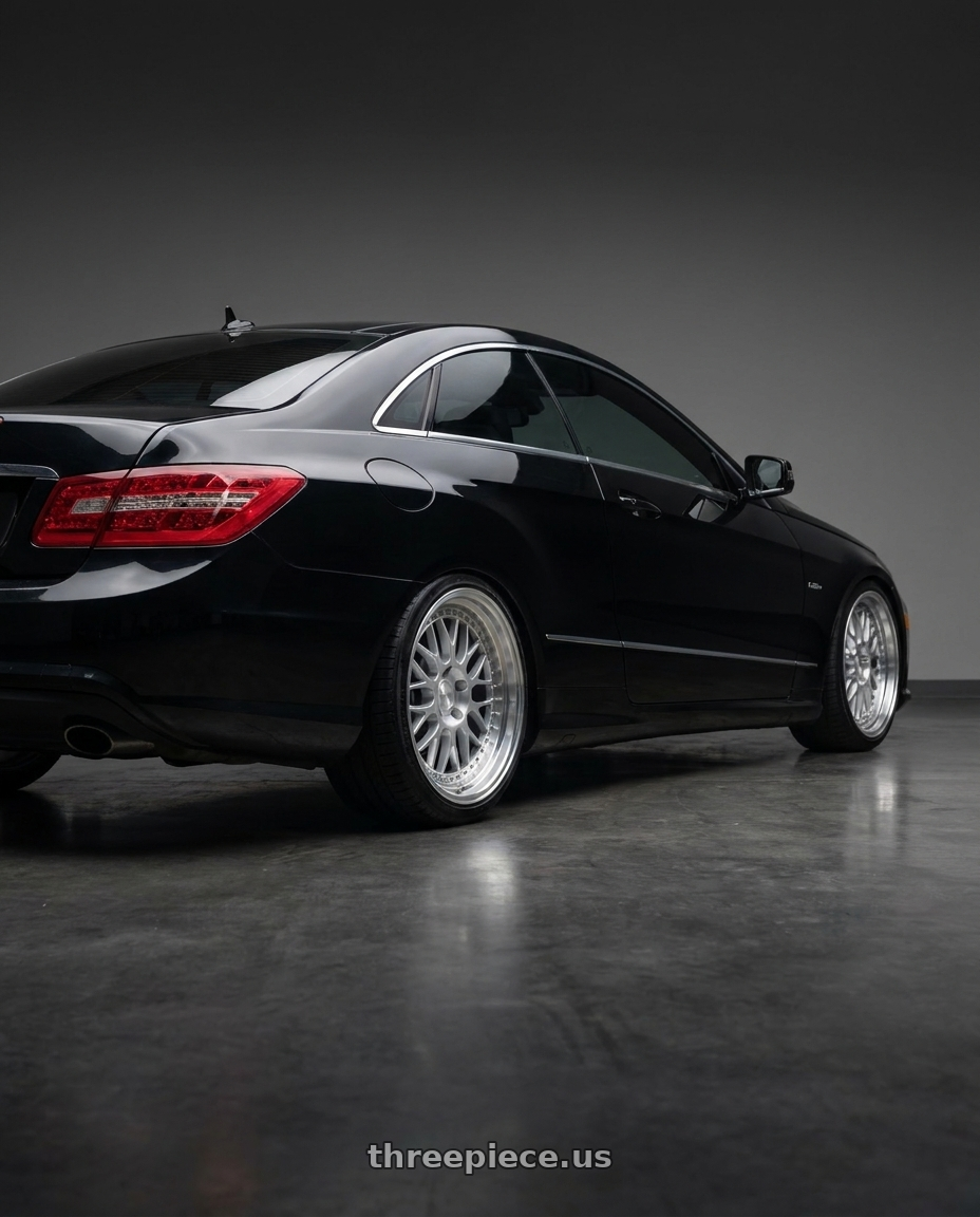 2013 Mercedes-Benz E350 4Matic with ESR Wheels SR SERIES SR01 5x112 18x8.5 +30 Hyper Silver wheels rear three quarter view square tires