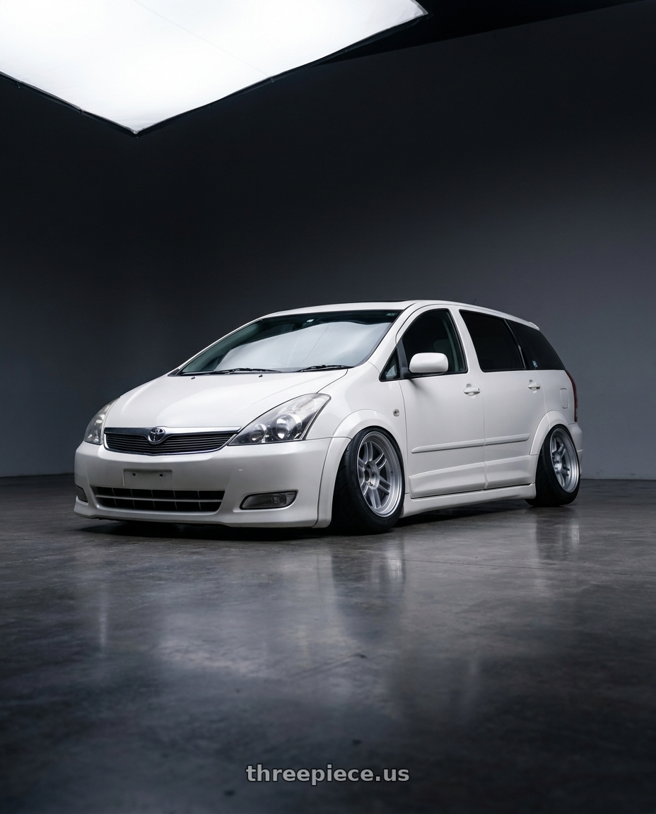 2005 toyota wish with Enkei RPF1 4x100 15x7+41 Silver wheels