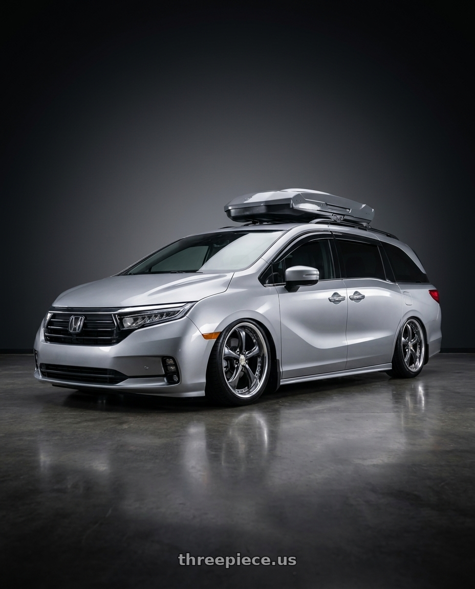 2024 Honda Odyssey with Work Wheels VS-KF 5x120 20x8+40 Brilliant Silver Black A Disk FULL REVERSE wheels