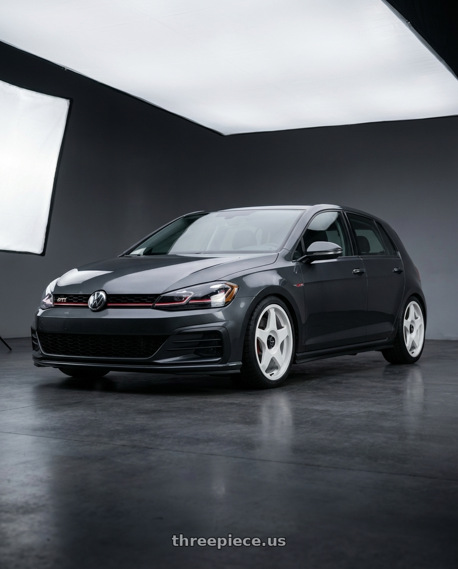 2019 Volkswagen GTI MK7 with fifteen52 CHICANE 5x112 / 5x120 18x8.5 +35 RALLY WHITE (GLOSS WHITE) wheels