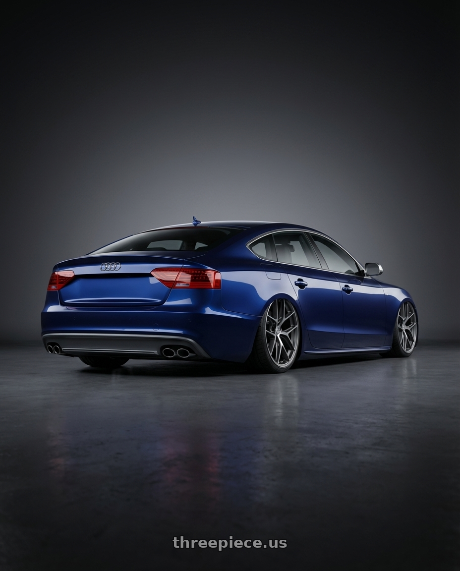 2014 Audi S5 B8 with BBS CC-R 5x112 20x8.5+30 Graphite w/ Diamond Cut Face wheels rear three quarter view slight stretch tires