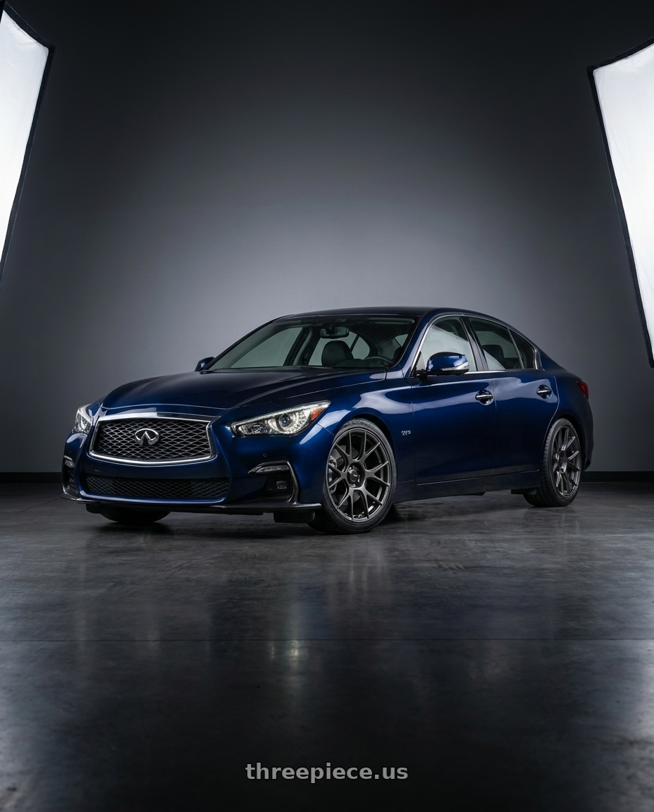 2021 Infiniti Q50 Red Sport with Konig Ampliform 5x114.3 19x8.5+30 Dark Metallic Graphite wheels