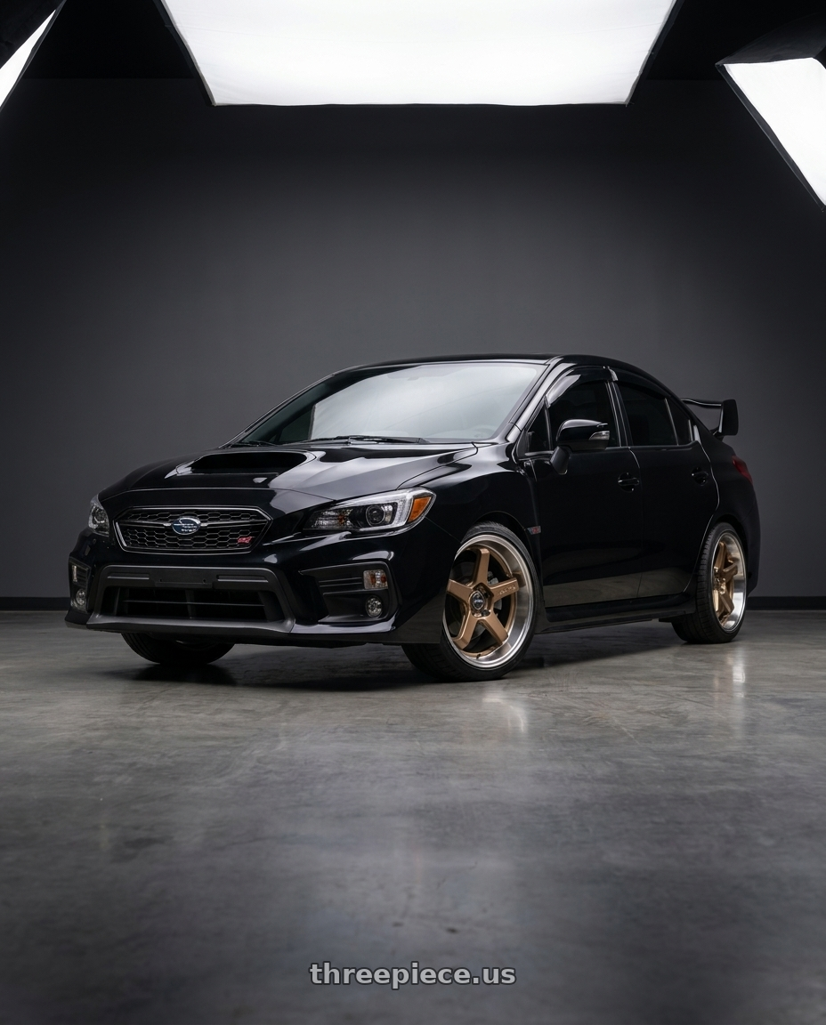 2018 Subaru wrx limited Crystal with F1R FC5 5x114 18x8.5 +38 Satin Bronze/Polish Lip wheels