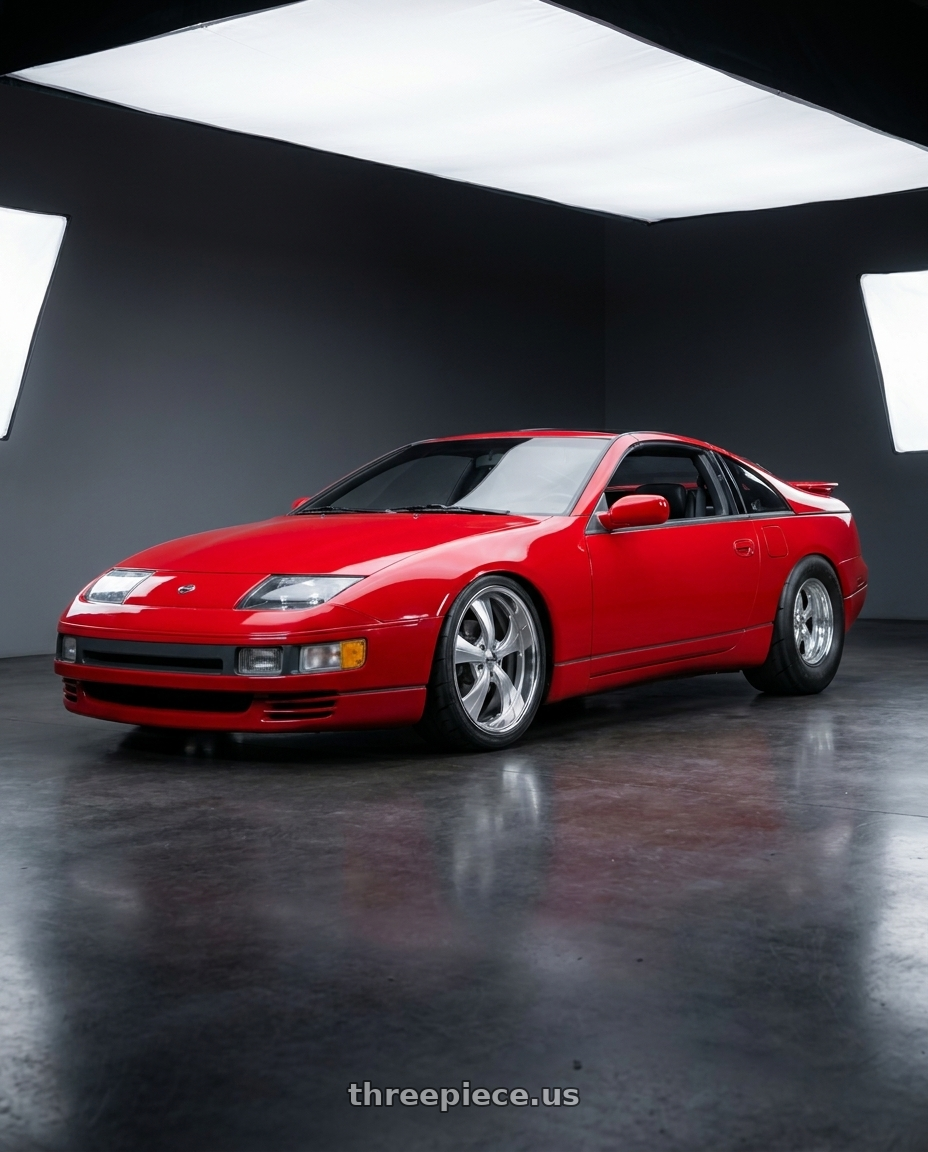 1994 NISSAN ZX with Strada Street Classics Old Skool 5x115 24x10 +15 Brushed Face Silver Milled SS Lip wheels