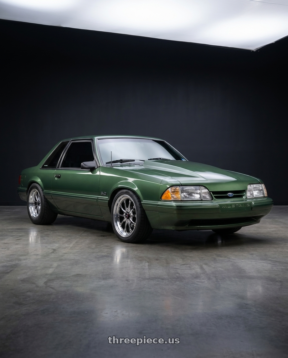 1990 ford mustang with WELD Performance Belmont 5x120.65 18x10 +30 Gloss Black/Milled Diamond Cut Lip wheels