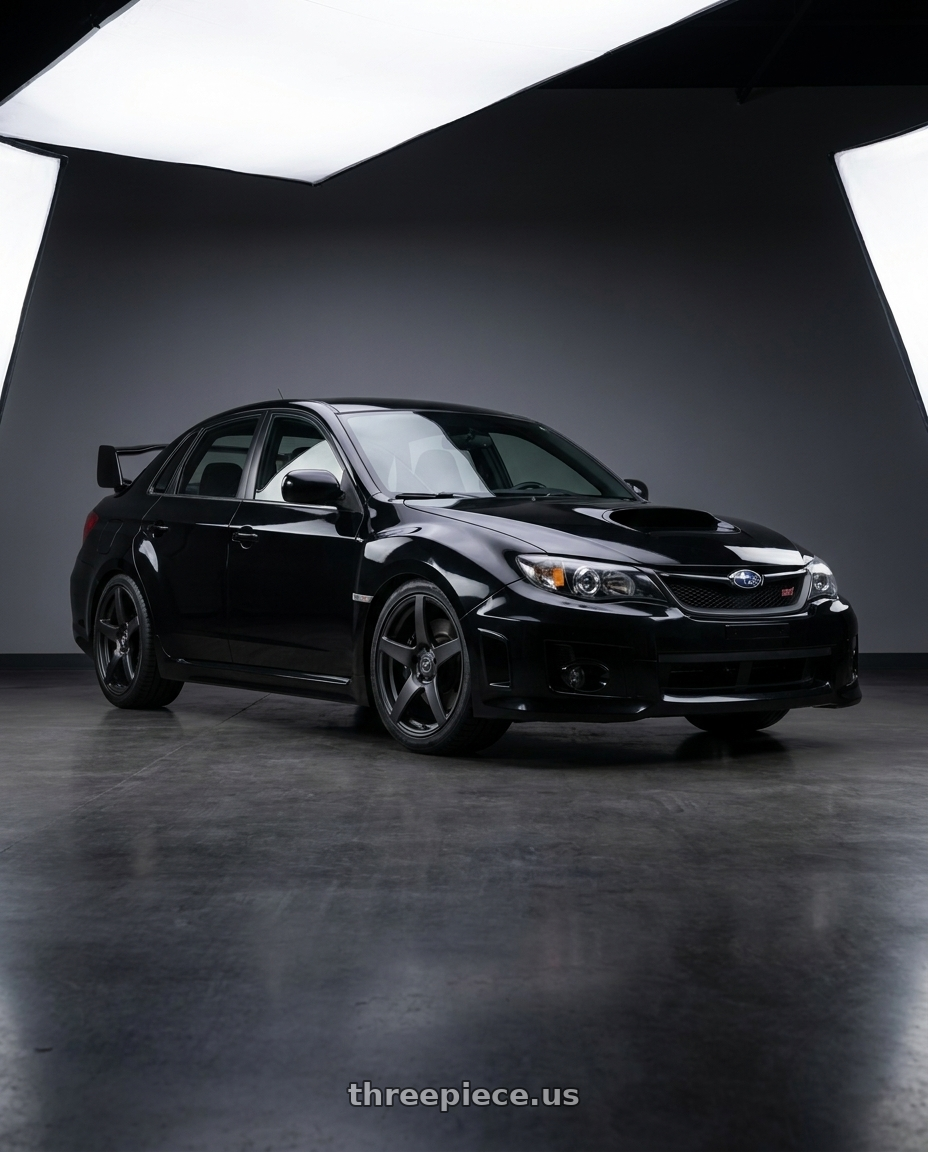 2013 Black Subaru Impreza Wrx Sti with Forgestar CF5 5x114.3 18x10 +42 Satin Black wheels