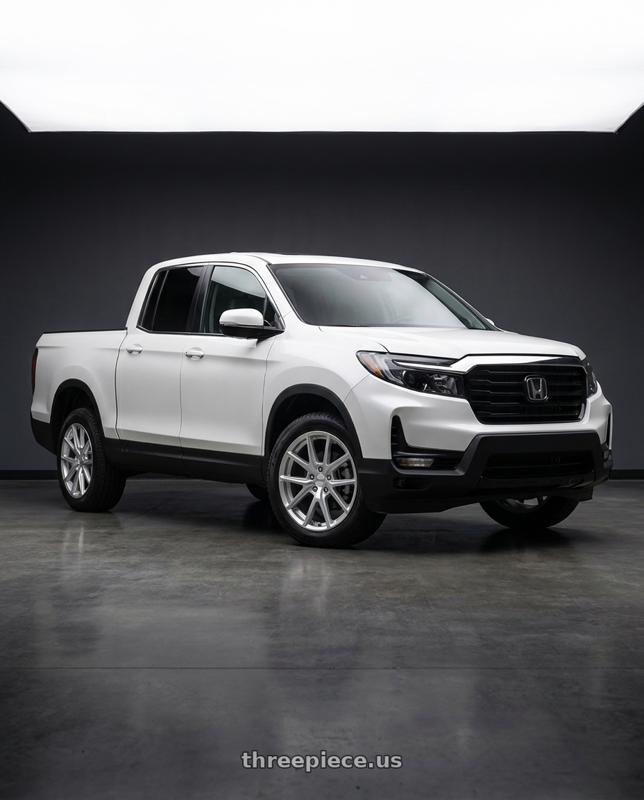 2021 Honda Ridgeline Sport fitted with American Racing AR943 5X120 18X8 +35 HYPER SILVER $319 wheels