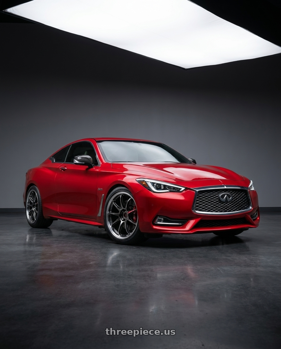 2019 infiniti Q 60 with Work Emotion Zr10 5x114.3 19x9.5 +38 Glim Black Diamond Rim cut wheels